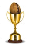 Golden Trophy with Wooden Base and American Football